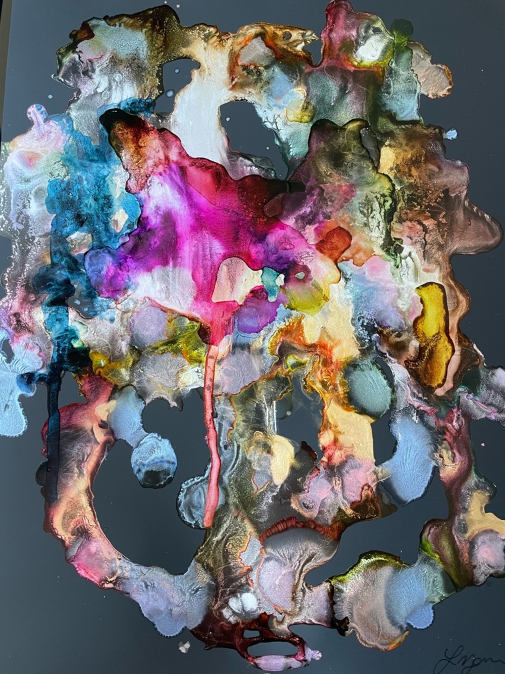 Original Abstract Multicolor Alcohol Ink Painting Wall Art